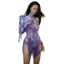 Contemporary Dance Jumpsuit Lightweight Stretch-Purple XL