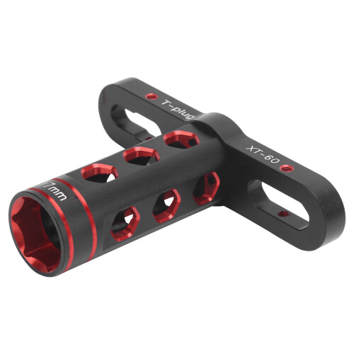 (Red) 17mm RC Hex Nut Socket T Sleeve Tool Aluminum Alloy 2