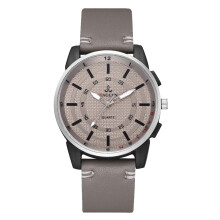 Men Quartz Analog PU Leather Strap Watch Gray