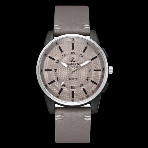Men Quartz Analog PU Leather Strap Watch Gray 2