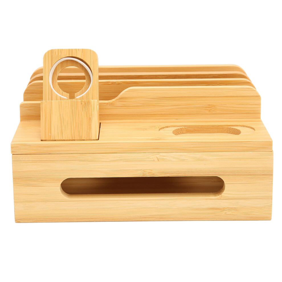 Bamboo Charging Dock For Multiple Devices Phone Tablet Watch Organizer Stand 3231357175616