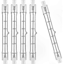 5-Pack 120W R7s Halogen Bulbs, 230V AC, 118mm Length, 2950K Warm White, 2300 Lumens, Energy Efficient Replacement for 150W