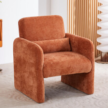 Chenille Accent Chair with Lumbar Pillow, Orange