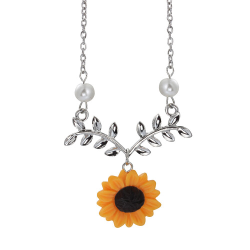 4PCS Sunflower Jewelry Set Silver 2