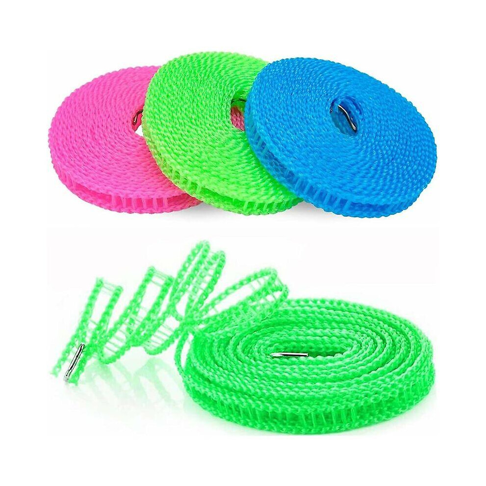 Kikidex (As Show, One Size) 4Pcs Clotheslines Portable Adjustable Windproof Fence Drying Rack Rope For Camping Travel Home Use (Random Color)-5M