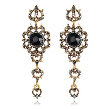 Bohemian Rhinestone Long Ear Stud Earring Black