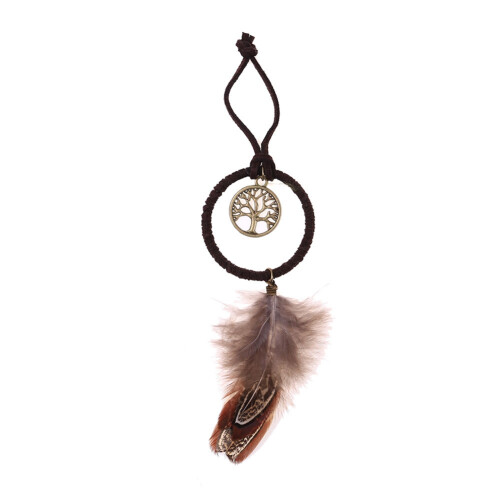 Tree Feather Pendant Alloy Key Ring Handbag Decoration