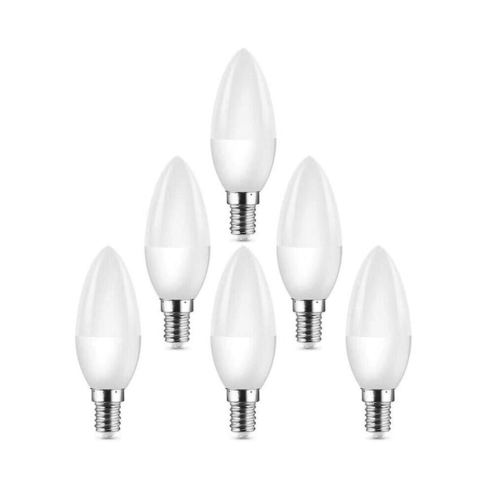 Kikidex (As Show, One Size) Small E14 Edison Screw Led Light Bulbs Equivalent To 40W Halogen Bulb C37 400Lm 3000K Warm Pack Of 6 White