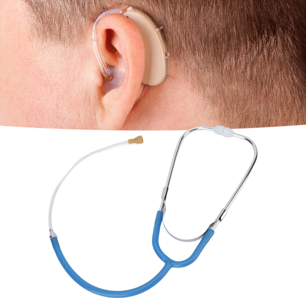 Light Blue Metal Binaural Listening Stethoscope with Noise Detection & Volume Control