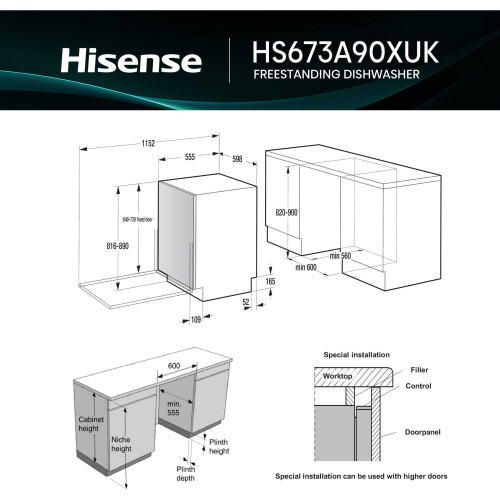 Hisense Hisense Standard Dishwasher - Stainless Steel - A Rated 2