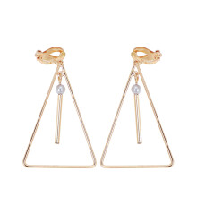 Geometric Alloy Triangle Dangle Earrings Silver
