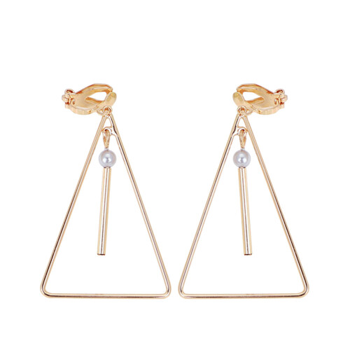 Geometric Alloy Triangle Dangle Earrings Silver