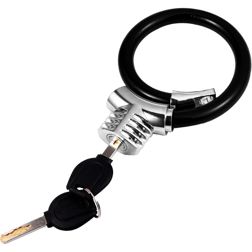 Kikidex (As Show, One Size) Cycling Outfit Bike Lock Safety Lock Bicycle Cable Anti-Theft Safety Locks With Key Ring Shaped Door Fence Mtb Door Black
