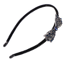 Non-slip Flannelette Rhinestone Alloy Hairband Black CHT-247