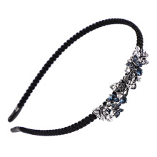 Non-slip Flannelette Rhinestone Hairband White Dark Blue CHT-242