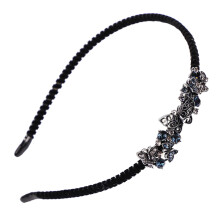Non-slip Flannelette Rhinestone Hairband Dark Blue Light Grey CHT-242