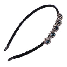 Women Non-slip Flannelette Hairband Dark Blue Light Grey CHT-243