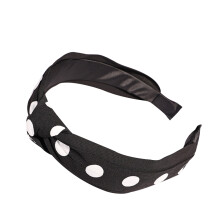 Fashion Lady Cloth Cross Knot Round Dot Hair Hoop (Black)