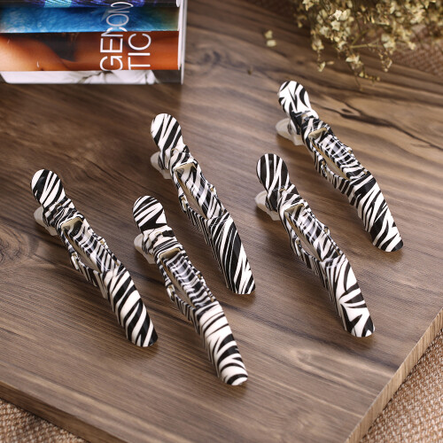 5St Croc Haarklemmen Zebra Plastic