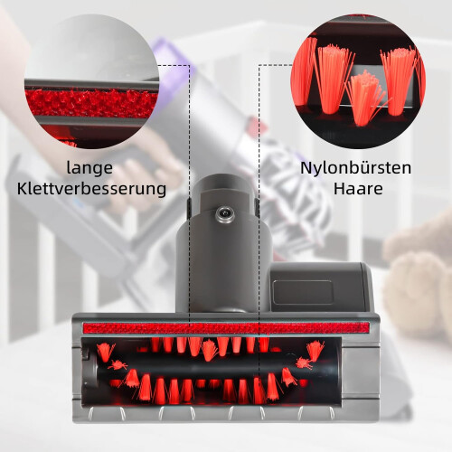 Μίνι βούρτσα turbo για ηλεκτρικές σκούπες Dyson V7 / V8 / V10 / V11 / V15, κυλινδρική βούρτσα γρ 2