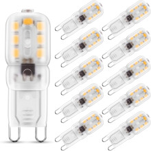 2W G9 warmwitte 3000K LED-lamp, equivalent aan 25W halogeenlamp, 230V AC 200lm, 360 brede lichtbundel, G9-fitting, verpakking van 10 [ener