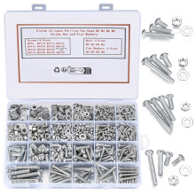 Set van 1080 stuks kruiskopschroeven en moeren, M3/M4/M5/M6 platkop zelftappende schroeven, bouten, moeren, ringen