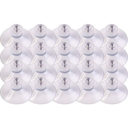 20 βεντούζες Ø 30 mm με σπείρωμα M4x10 mm με οδοντωτά παξιμάδια, διαφανής βεντούζα 2