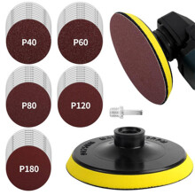 125-mm-Schleifpads mit M14-Gewinde, 50 Schleifscheiben für Winkelschleifer, 10 x Körnung 40/60/80/120/180 zum Schleifen/Polieren