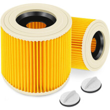 Pack of 2 filter cartridges for Kärcher Premium WD3 WD2 MV2 MV3 WD 3P, WD 3.200, WD 3.500 P, SE 4001, SE 4002, A2054, A2004, A2254, A26