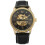 FORSINING Automatic Watch Black Dial Golden Case PU Band Waterproof 1