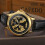 Automatic Mechanical Hollow PU Strap Men Watch Black+Gold 2