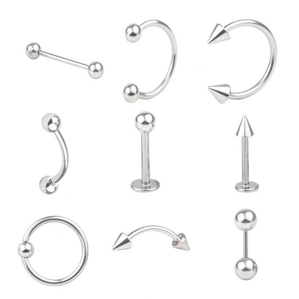 9Pcs Surgical Steel Tongue Pin Nipple Ring Body Piercing Jewelry Set-image-OPC-PMMCK7C-NEW
