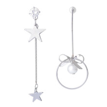 Fashionable Long Chain Star Pendant Earring Stud(Silver)