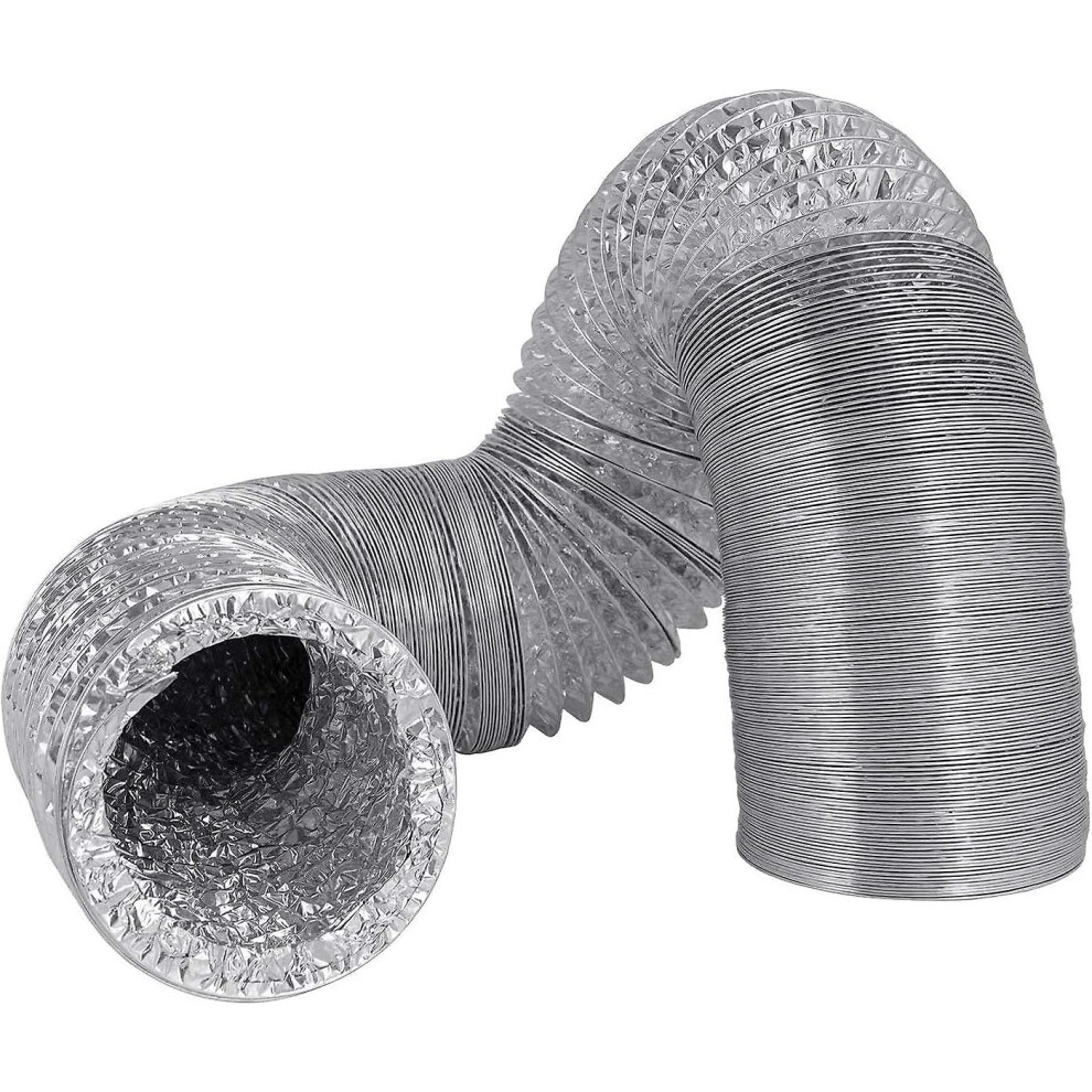 Kikidex (As Show, One Size) 100Mm Double Aluminum Flexible Drain Hose For Bathroom, Kitchen, Dryer - 2M (100Mm*2M/Silver)