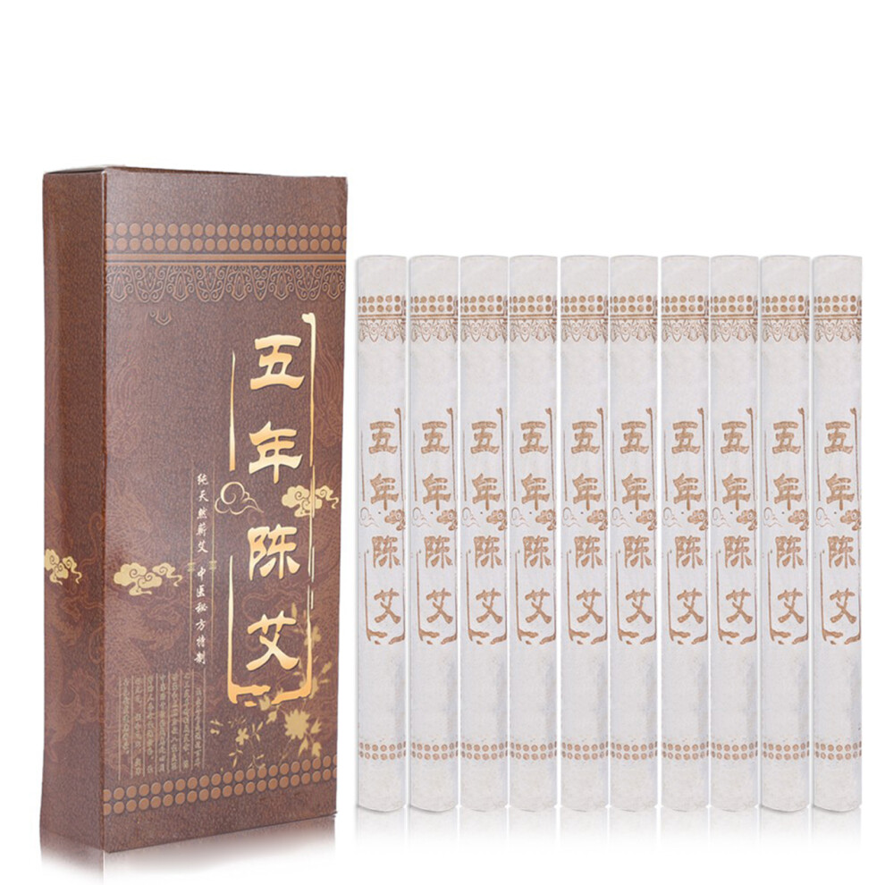 Dark 10Pcs 5-Year-Old Pure Moxa Rolls Acupoint Slimming Moxibustion Sticks