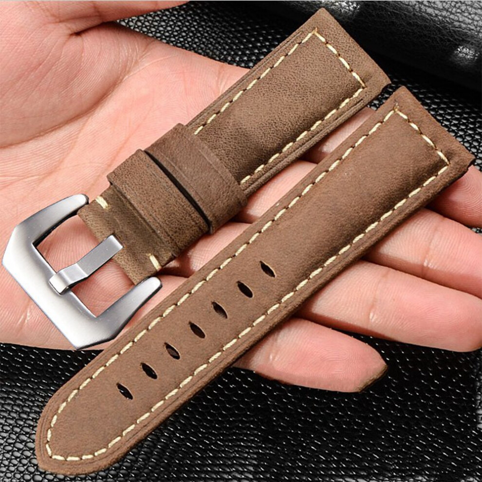 26Mm Genuine Leather Watch Strap Pin Buckle Light Brown 667859173660