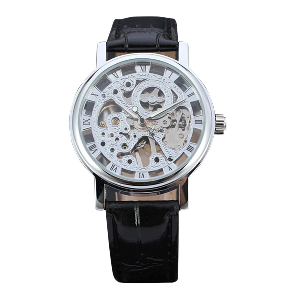 Winner Women Hollow Automatic Mechanical Watch Silver Black Black,Silver 667859173707