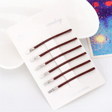 6Pcs Women Alloy Hair Clip Bobby Pin Silver Dark Coffee Short