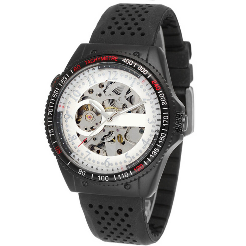 Winner Men Hollow Automatic Mechanical Waterproof Watch White 667859173844