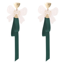 Exquisite Women Girls Bowknot Cloth Ribbon Dangle Earrings Ear Stud