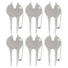 6Pcs Golf Green Divot Tool Zinc Alloy Lawn Repair Fork Ball Marker