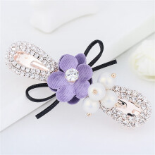 Rhinestone Flower Hairpin Jewelry Purple