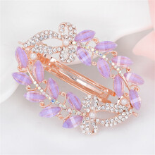 Trendy Rhinestone Hair Clip Pin Women Girl Shape Barrette (582 Purple)