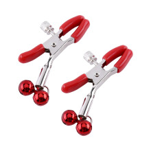 Red Breast Nipple Clamps Clips Fetish Teasing Toys with 2 Bells