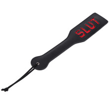 Spank Paddle PU Leather SM Flog Beat Whip Sex Toy (SLUT Black)