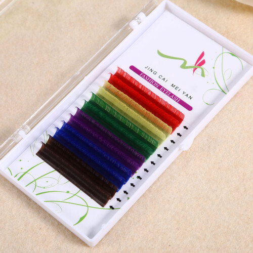 12Rows/Set 6Colors Natural False Eyelash Grafting (D 12mm) 2