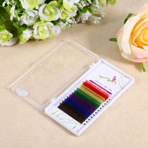 12Rows/Set 6Colors Natural False Eyelash Grafting (D 12mm) 1