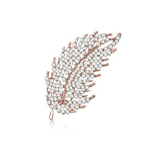 Rhinestone Leaf Shape Copper Brooch Jewelry