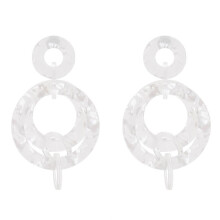 Women Acrylic Circle Earring Geometry Alloy Stud White