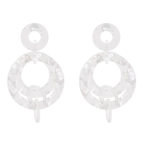 Women Acrylic Circle Earring Geometry Alloy Stud White